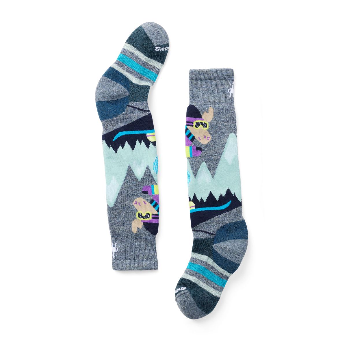Bilde av Smartwool K Wintersport Full Cushion Mountain Moose Pattern Otc Socks L88 Pewter Blue