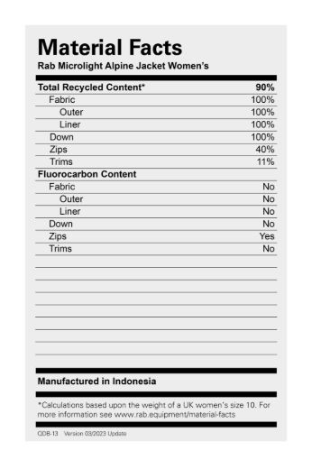 Rab Rab  Microlight Alpine Jacket Wmns QDB-13 Fjellklar Sport 3