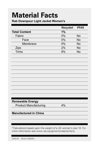 Rab Rab  Downpour Light Jacket Wmns QWG-91 Fjellklar Sport 3